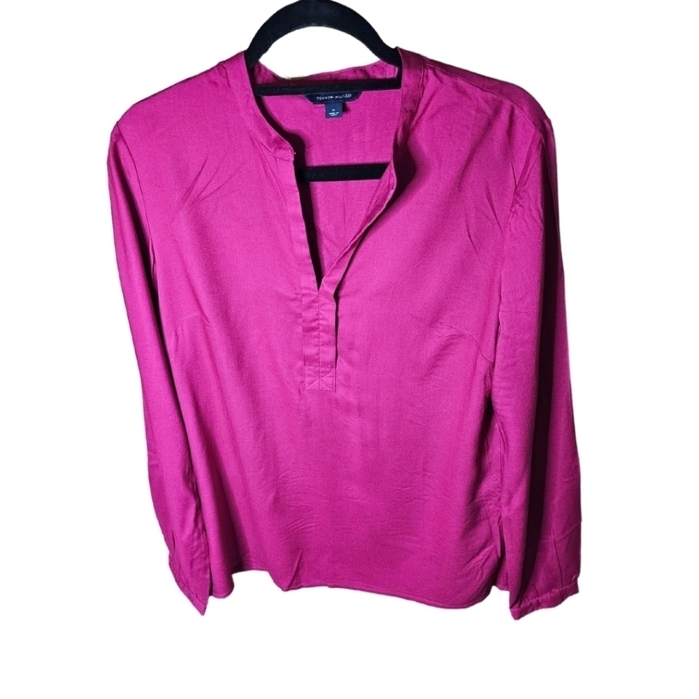 Tommy Hilfiger Magenta Magic V-Neck Blouse – Size Medium | NWT